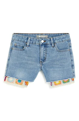 Tractr Kids' Crochet Trim Denim Shorts Indigo at Nordstrom,