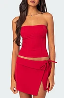 EDIKTED Selena Lace-Up Strapless Corset Top Red at Nordstrom,