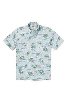 Reyn Spooner Honu Aukai Classic Fit Short Sleeve Button-Down Shirt White at Nordstrom,