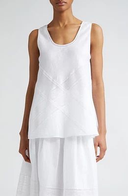 Max Mara Studio Ebridi Lace Trim Sleeveless Top Optical White at Nordstrom,