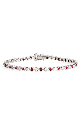 VALANI ATELIER Ruby & Diamond Tennis Bracelet in White Gold/Ruby/Diamond at Nordstrom, Size 7