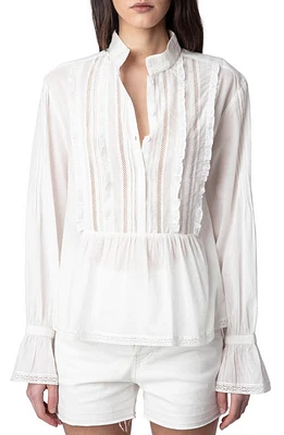 Zadig & Voltaire Tricia Ruffle Pullover Shirt Blanc at Nordstrom,