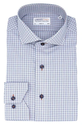 Lorenzo Uomo Trim Fit Check Oxford Cloth Dress Shirt White/Orange/Blue at Nordstrom,