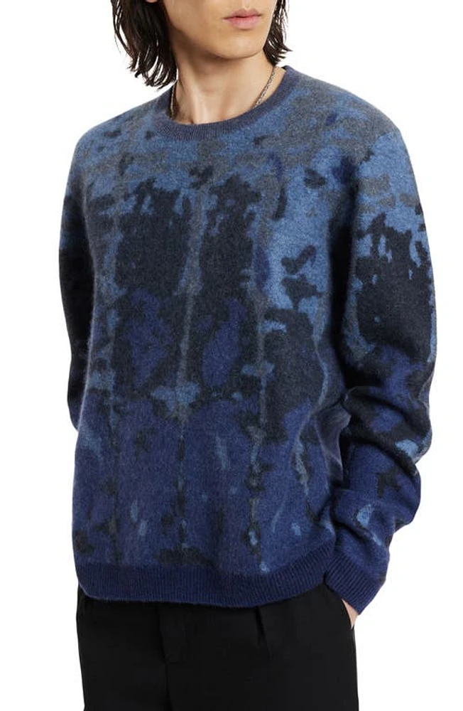 John Varvatos Alvaraes Abstract Cashmere Crewneck Sweater Cobalt at Nordstrom,