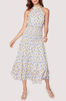 Lost + Wander Dazzling Bloom Smocked Bodice Midi Dress in Light Blue Floral at Nordstrom, Size X-Small