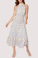 Lost + Wander Dazzling Bloom Smocked Bodice Midi Dress in Light Blue Floral at Nordstrom, Size X-Small