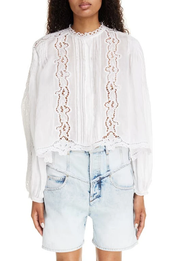 Isabel Marant Kubra Pleated Broderie Anglaise Shirt White at Nordstrom, Us