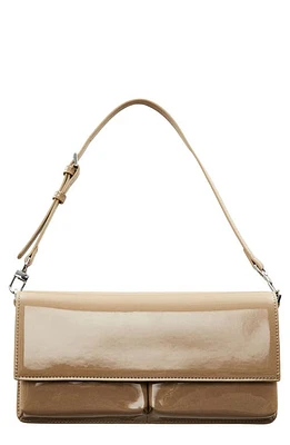 MANGO Patent Dual Compartment Shoulder Bag in Medium Brown at Nordstrom