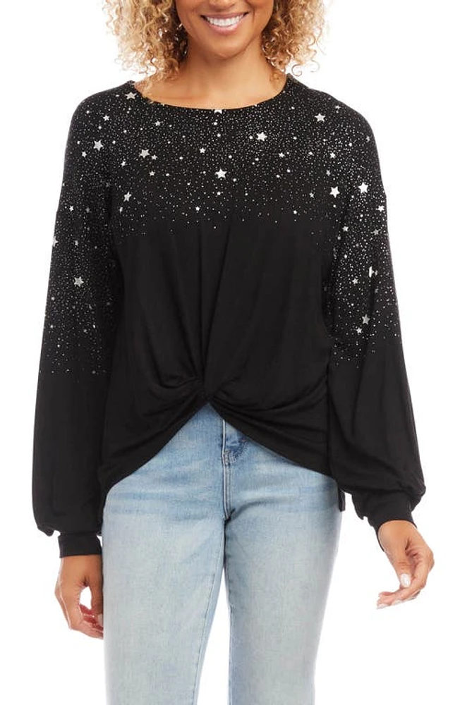 Karen Kane Star Print Top in Black W/Silver at Nordstrom, Size Small