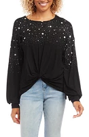 Karen Kane Star Print Top in Black W/Silver at Nordstrom, Size Small