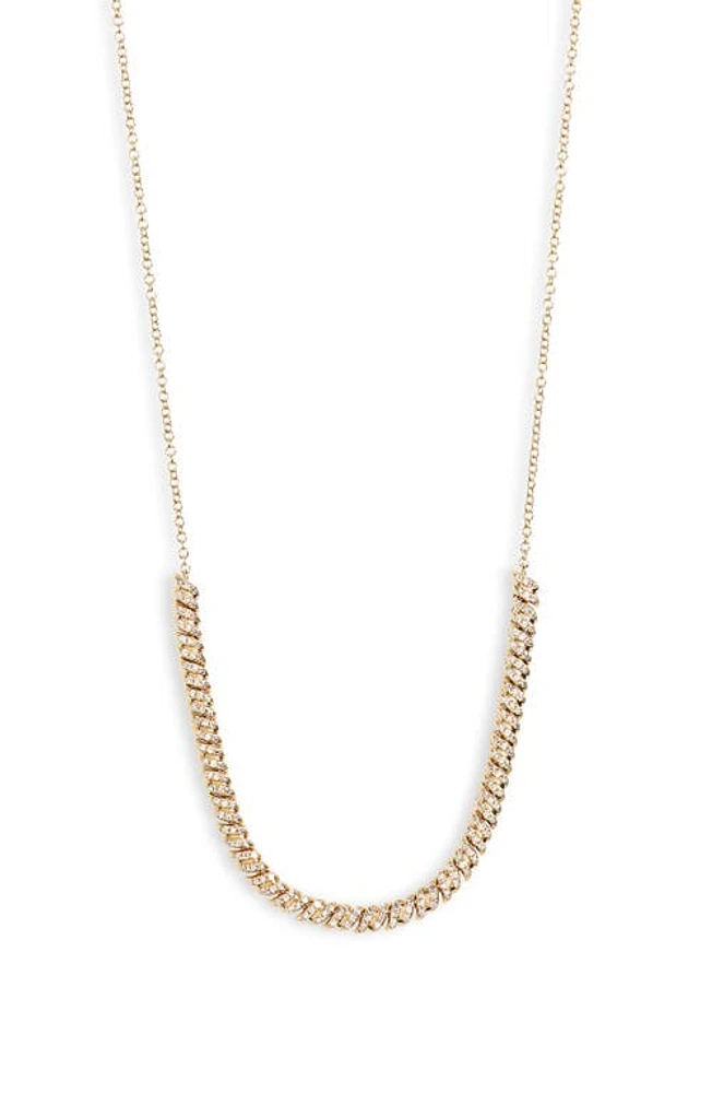 EF Collection Diamond Twist Frontal Necklace in Yellow Gold at Nordstrom