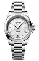 Longines Conquest Automatic Bracelet Watch, 34mm in Silver at Nordstrom