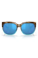 Costa Del Mar Waterwoman 58mm Mirrored Polarized Pillow Sunglasses in Blue Grad at Nordstrom