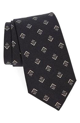 Ralph Lauren Purple Label Geometric Deco Print Silk Tie in Black at Nordstrom