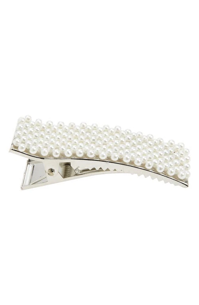 Tasha Embellished Chignon Clip in Silver Pearl at Nordstrom