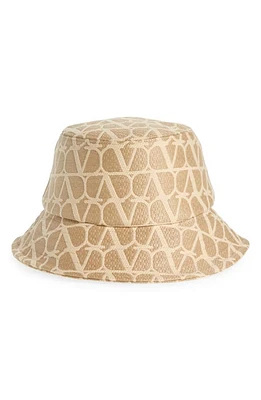 Valentino Garavani VLOGO Toile Iconographe Raffia Bucket Hat Y7G Rafia/Avorio at Nordstrom,