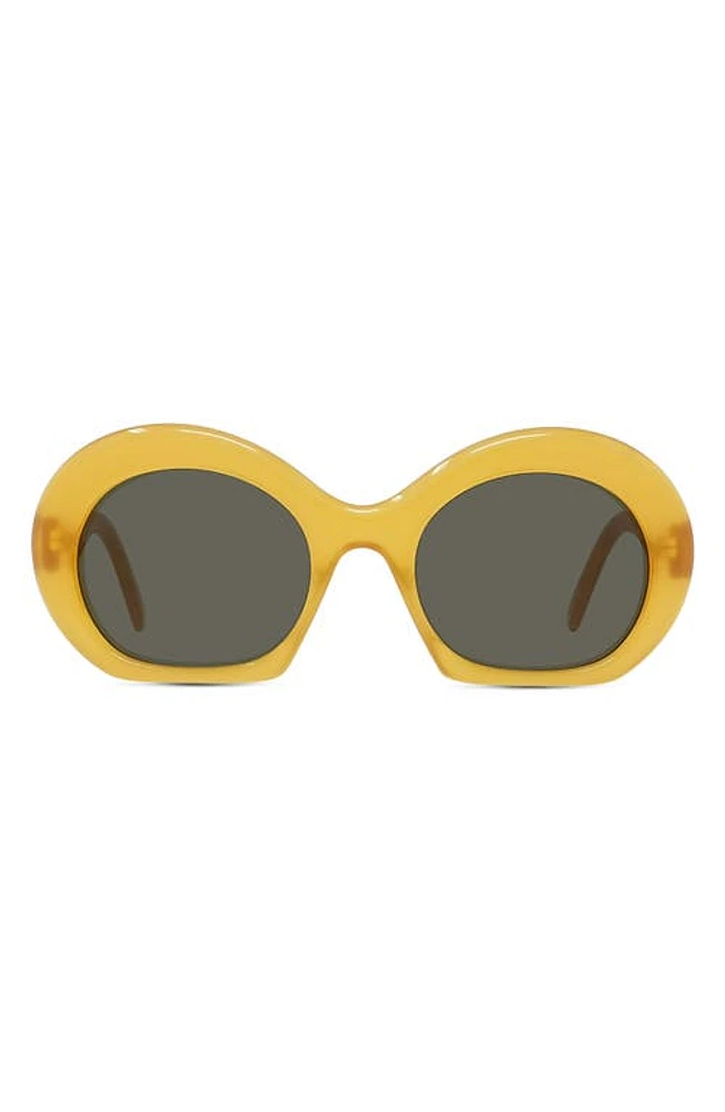 Loewe Curvy 54mm Round Sunglasses in Shiny Yellow /Green at Nordstrom