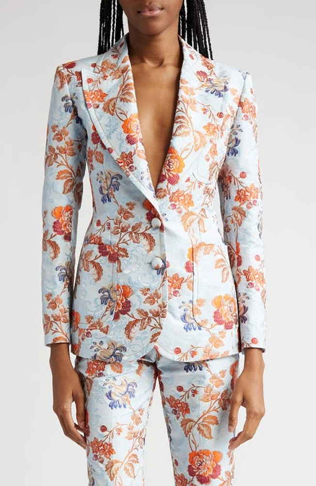 Etro Floral Jacquard Blazer in Multicolour On Pale Blue at Nordstrom, Size 2 Us