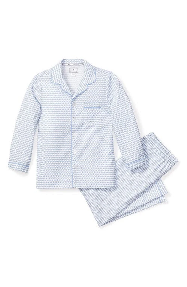 Petite Plume La Mer Two-Piece Long Sleeve Pajamas Blue at Nordstrom,