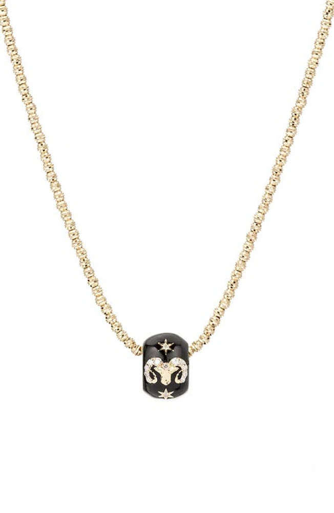 Adina Reyter Diamond Zodiac Pendant Necklace in Yellow Gold /Aries at Nordstrom, Size 16