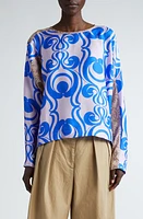 Dries Van Noten Caias Mixed Print Silk Top Blue at Nordstrom, Us