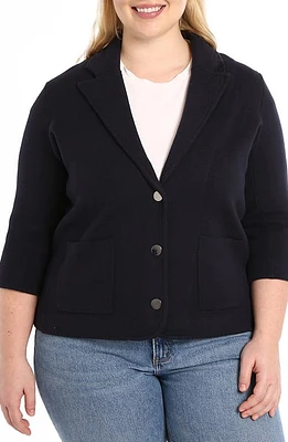 MINNIE ROSE Three-Quarter Sleeve Cotton Blend Knit Blazer at Nordstrom,