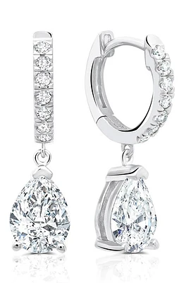 Crislu Cubic Zirconia Drop Huggie Hoop Earrings in Platinum at Nordstrom