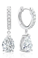 Crislu Cubic Zirconia Drop Huggie Hoop Earrings in Platinum at Nordstrom