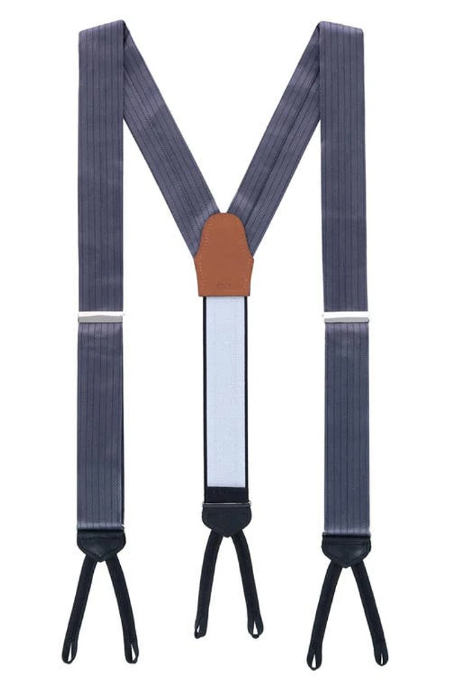 Trafalgar Classic Herringbone Silk Suspenders in Pewter at Nordstrom