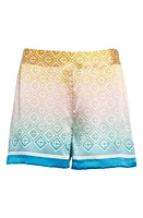 Casablanca Tailored Monogram Ombré Silk Shorts Diamond Degrade at Nordstrom, Us