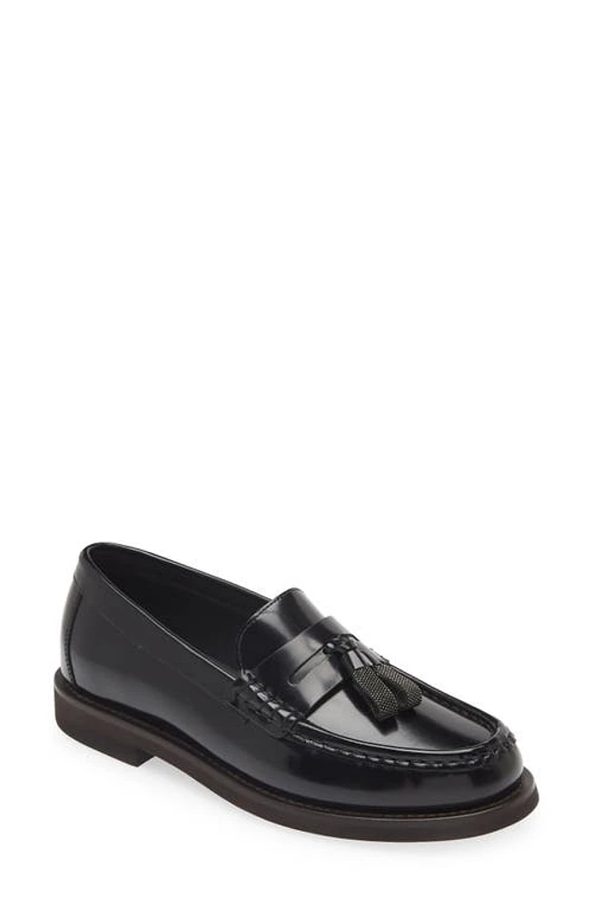 Brunello Cucinelli Monili Tassel Loafer Black at Nordstrom,