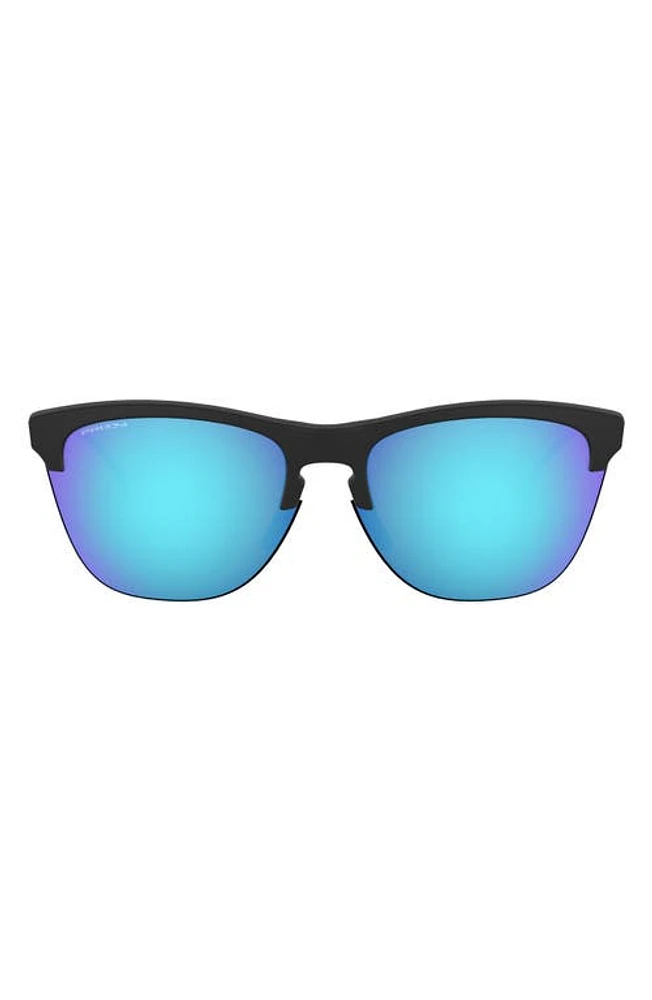 Oakley 63mm Mirrored Oversize Square Sunglasses in Matte Black/Clear/Blue at Nordstrom