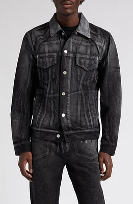 Givenchy Painted Denim Trucker Jacket in 002-Black/Grey at Nordstrom, Size Large