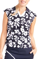 KINONA Janey Floral Cap Sleeve Golf Top Abstract Bloom at Nordstrom,