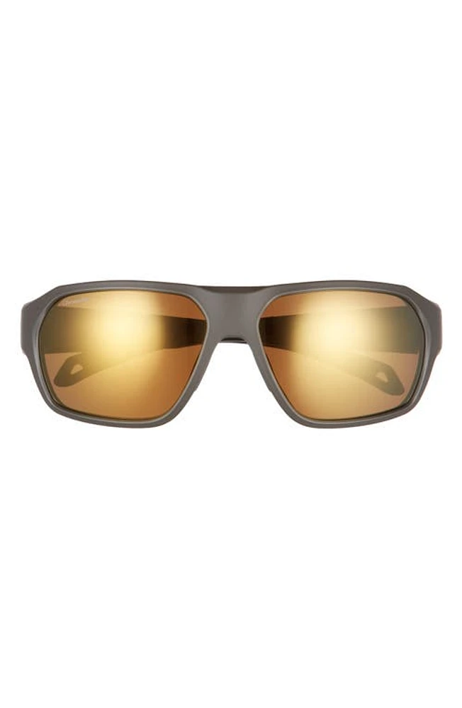 Smith Deckboss 63mm ChromaPop Polarized Oversize Rectangle Sunglasses in Matte Gravy/Bronze Mirror at Nordstrom