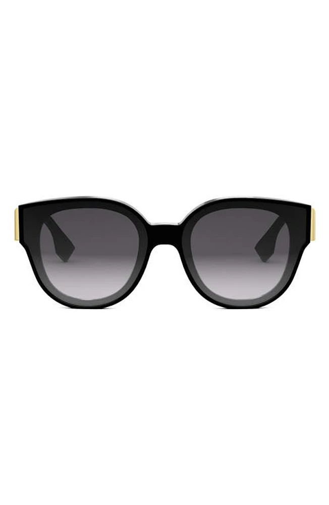 'Fendi First 63mm Gradient Oversize Round Sunglasses in Shiny Black /Gradient Smoke at Nordstrom