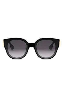 'Fendi First 63mm Gradient Oversize Round Sunglasses in Shiny Black /Gradient Smoke at Nordstrom