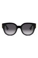 'Fendi First 63mm Gradient Oversize Round Sunglasses in Shiny Black /Gradient Smoke at Nordstrom