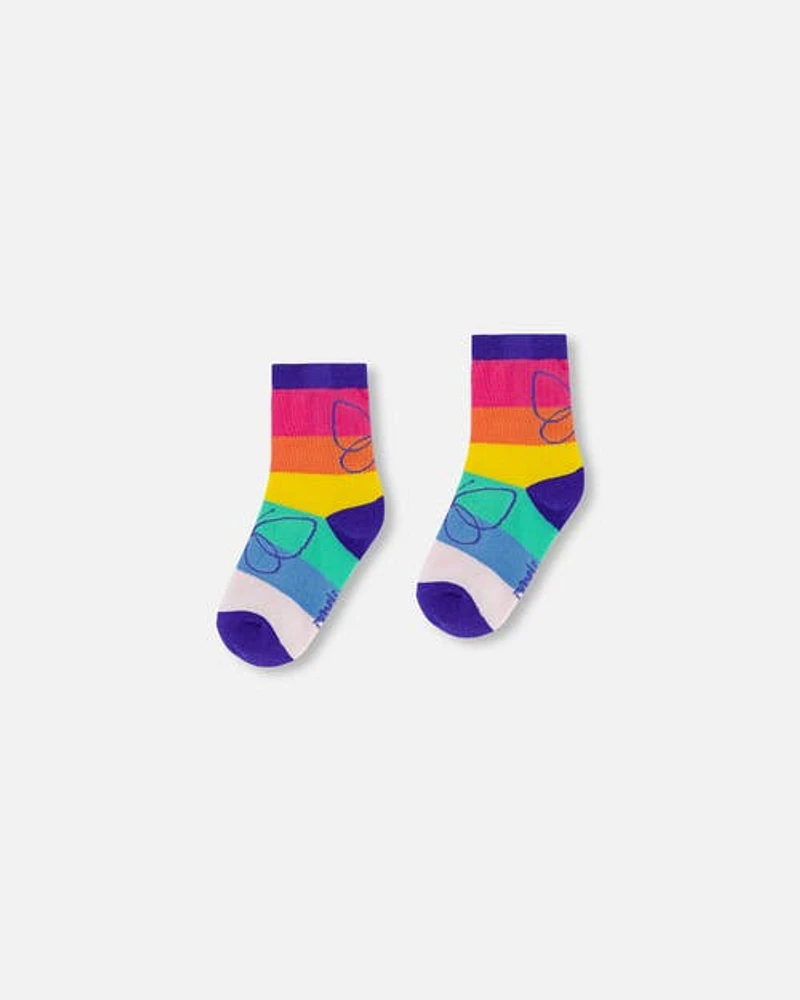 Deux Par Deux Girl's Jacquard Socks Rainbow at Nordstrom