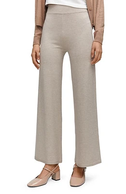 MANGO Fine Knit Wide Leg Pants in Light/Pastel Grey at Nordstrom, Size Large