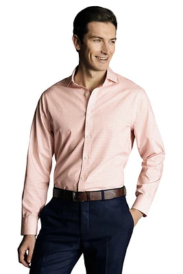 Charles Tyrwhitt Slim Fit Semi-Cutaway Collar Non-Iron Floral Geo Print Shirt Pink at Nordstrom,