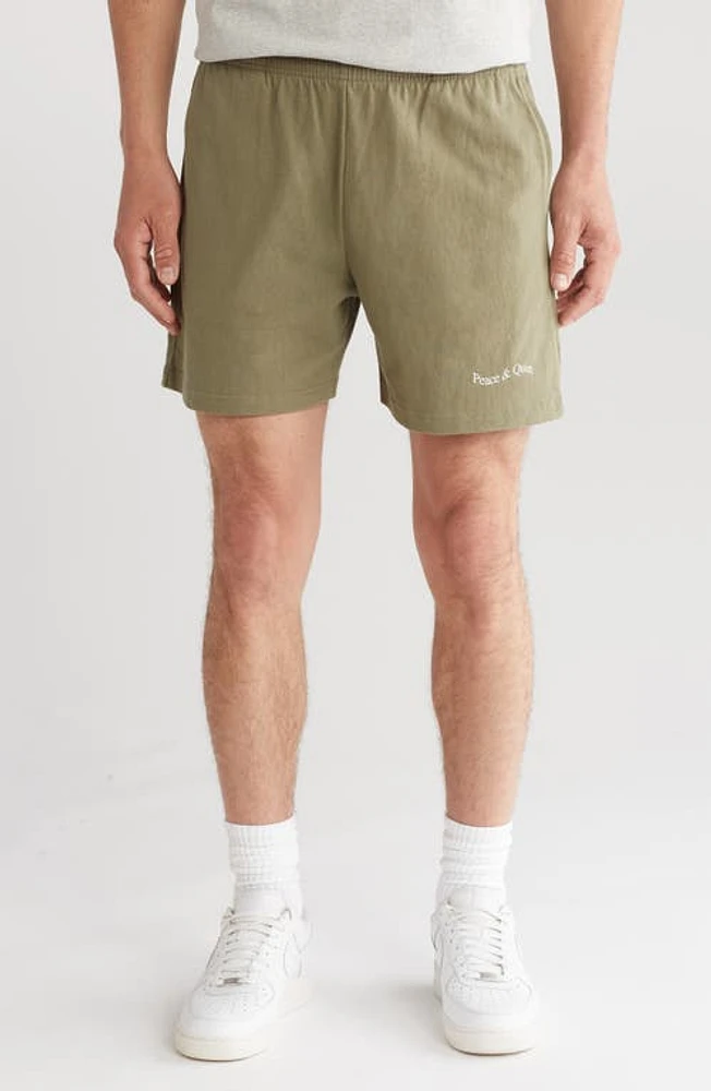 Museum of Peace & Quiet Wordmark Cotton Sweat Shorts Olive at Nordstrom,