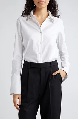 TWP Bessette Crystal Accent Button-Up Shirt White at Nordstrom,