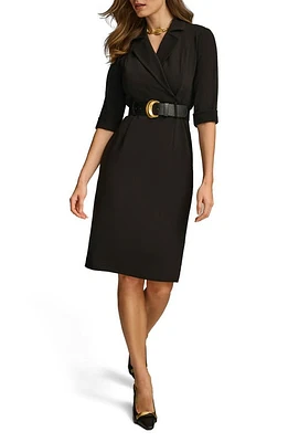 Donna Karan New York Belted Faux Wrap Sheath Dress Black at Nordstrom,