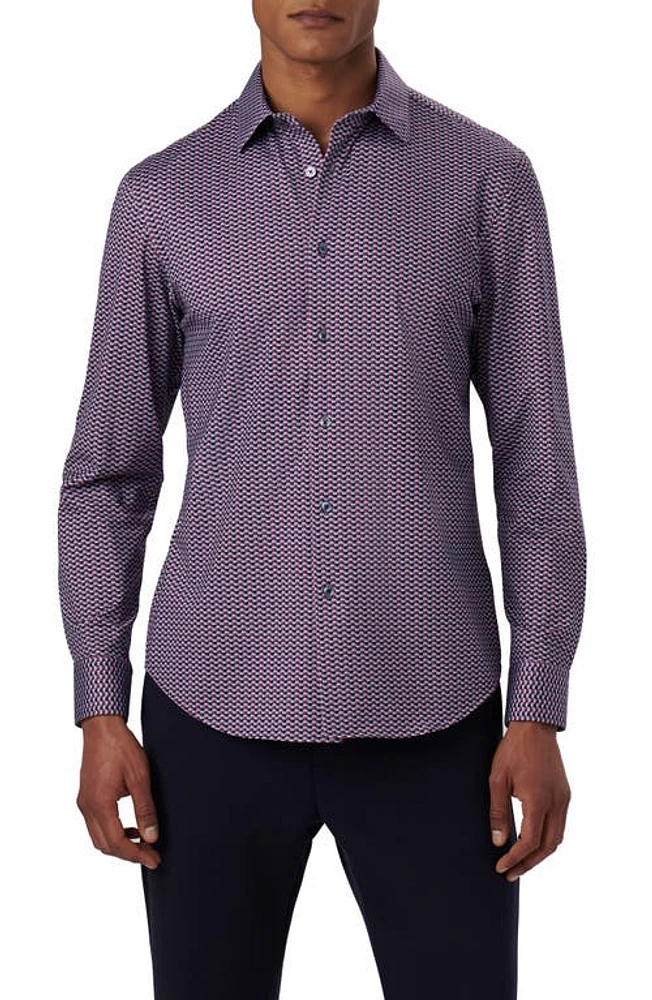 Bugatchi James OoohCotton Illusion Print Button-Up Shirt Blue/Burgundy at Nordstrom,