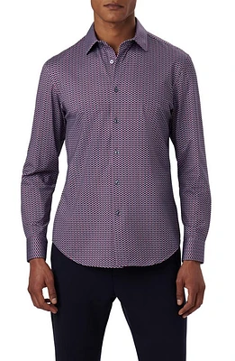 Bugatchi James OoohCotton Illusion Print Button-Up Shirt Blue/Burgundy at Nordstrom,