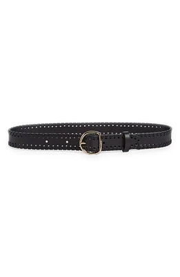 Chloé Mony Whipstitched Leather Belt Black 001 at Nordstrom,