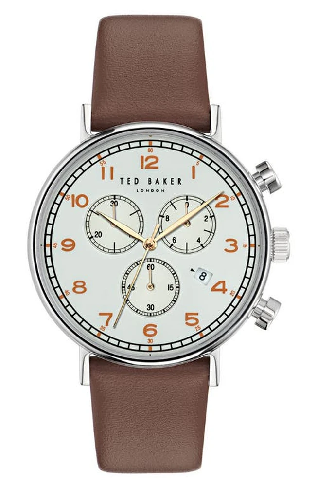 Ted Baker London Barnetb Chronograph Leather Strap Watch