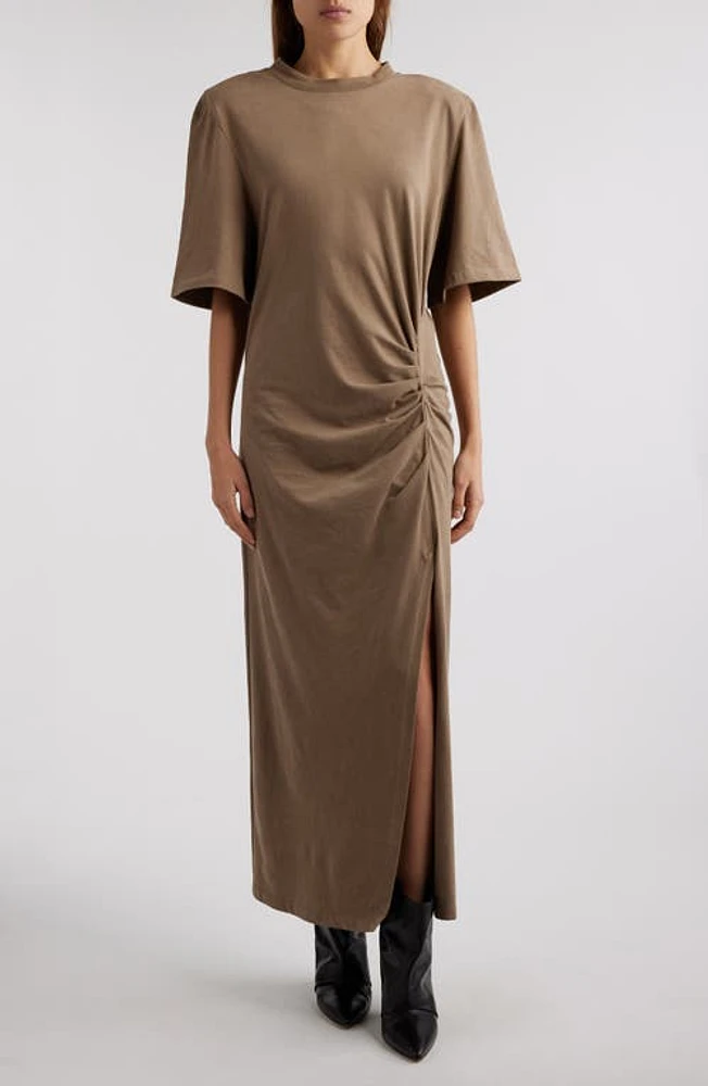 Isabel Marant Lexia Ruched Jersey T-Shirt Dress Light Khaki at Nordstrom,