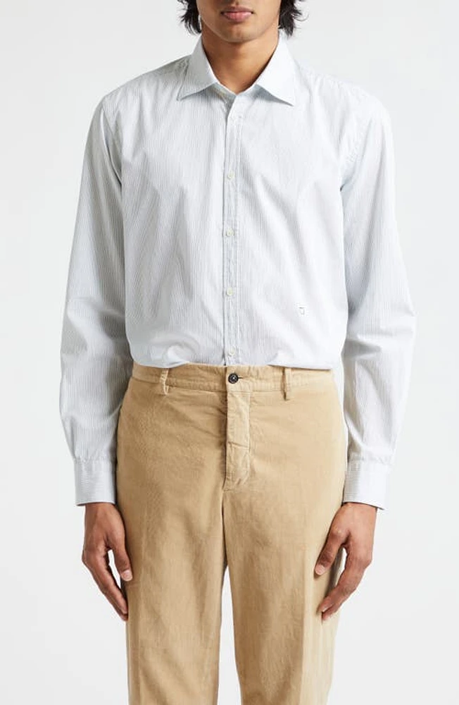 Massimo Alba Genova Stripe Button-Up Shirt Bianco at Nordstrom,